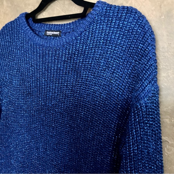 American Apparel Metallic Blue Fisherman Sweater - Picture 2 of 6